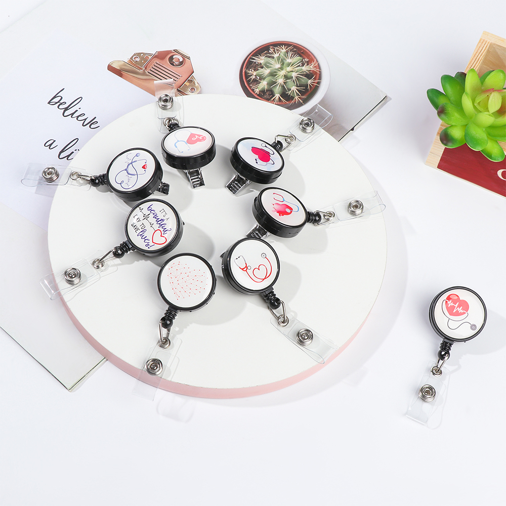 Porte-Badge rétractable d'infirmière, porte-Badge de nom d'infirmière, porte-carte d'identité drôle, pince pivotante, pour étiquette de nom de travail, fourniture de bureau, 1 pièce