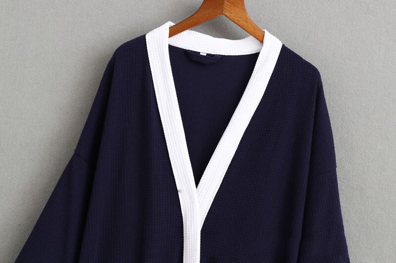 Peignoir de bain homme coton gaufre Plaid Kimono peignoir vapeur Sauna hommes Robes longues vêtements de nuit nuit printemps automne maison vêtements