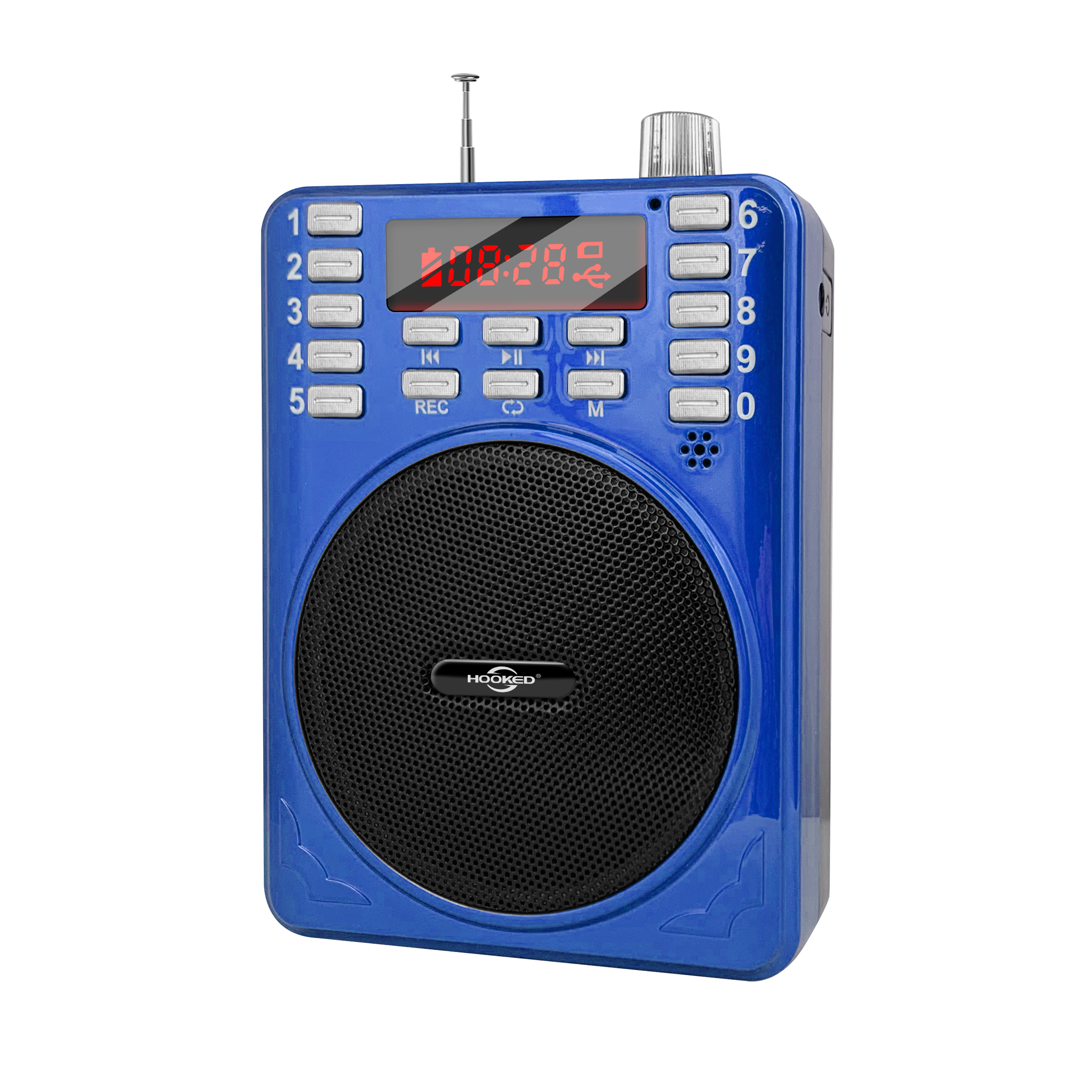 EONKO PA-279BT Voice Amplifier FM Radio Loud Speaker with Bluetooth TF USB FM AUX Earphone Microphone Recording 3pcs Battery: Blue