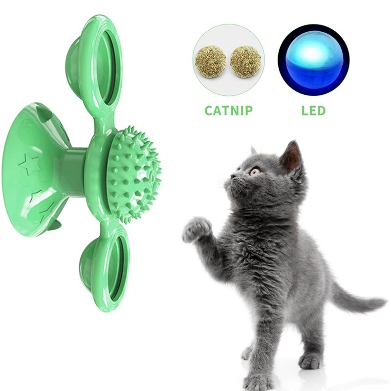 Windmill Cat Turntable Toy Teasing Pet Toy Scratching Tickle Cat Self Grooming Cats Hair Brush Funny Cat Toy