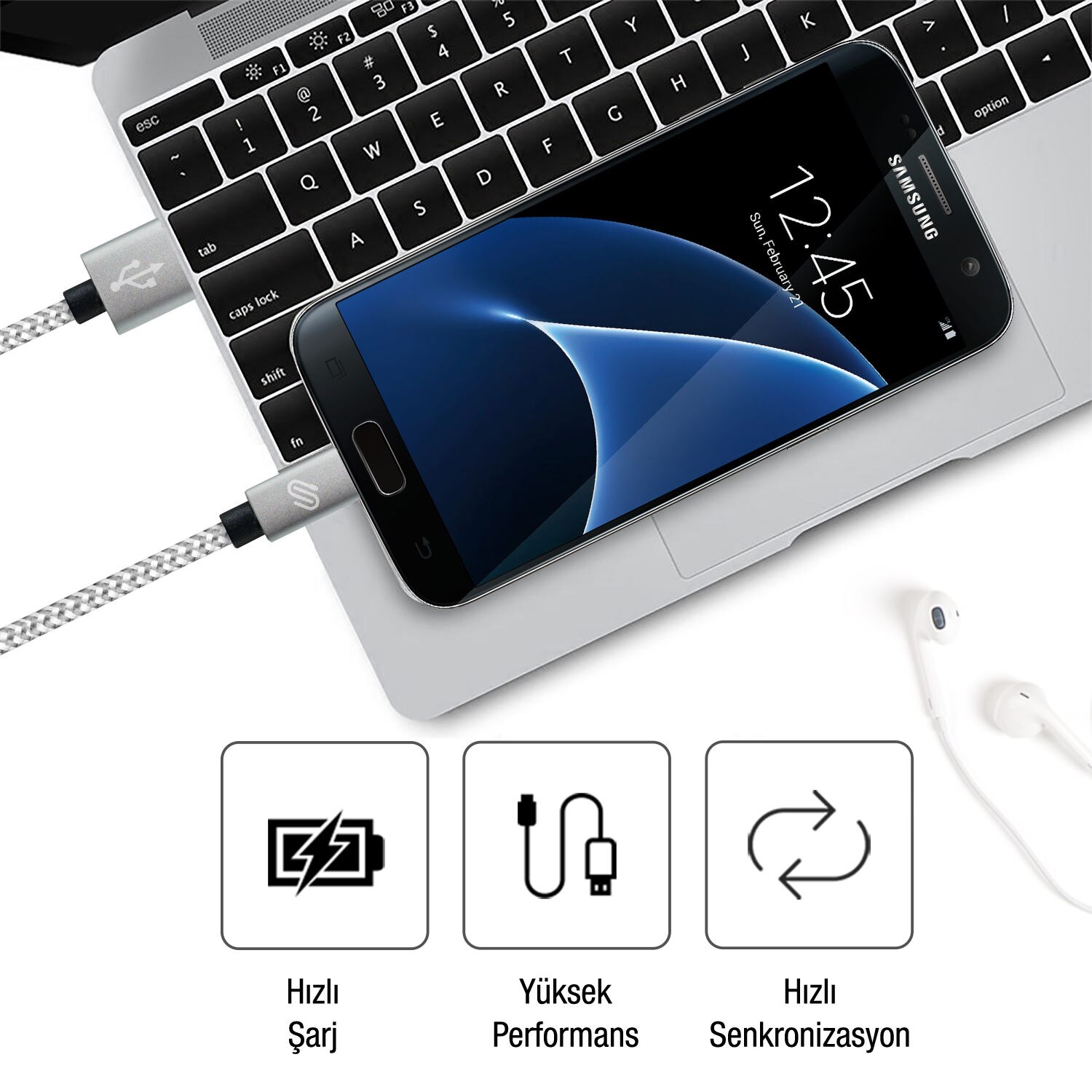 Qwerts Micro Usb Fast Charger Kabel 1 Meter, Samsung En Android Compatibel