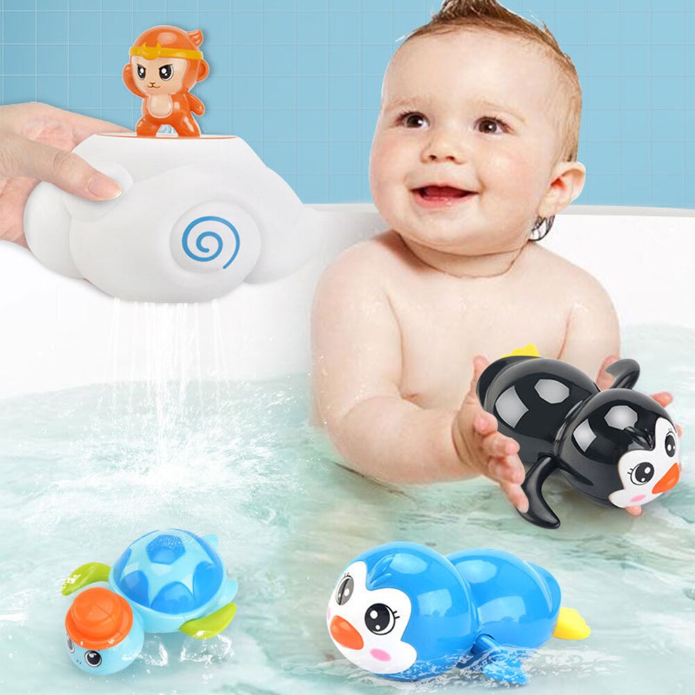 Pulverizador de baño con forma de dibujo de pingüino, ducha de bebé, de flotabilidad, bonito caño de nube