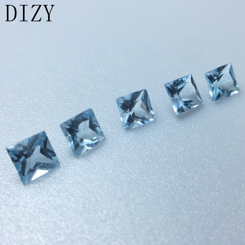 DIZY Sky Blue Topaz Vierkante Prinses Gefacetteerde Cut 5*5mm, 5 stuks Ongeveer 4.0Cts Natuurlijke Losse Edelsteen Voor diy Sieraden Montage