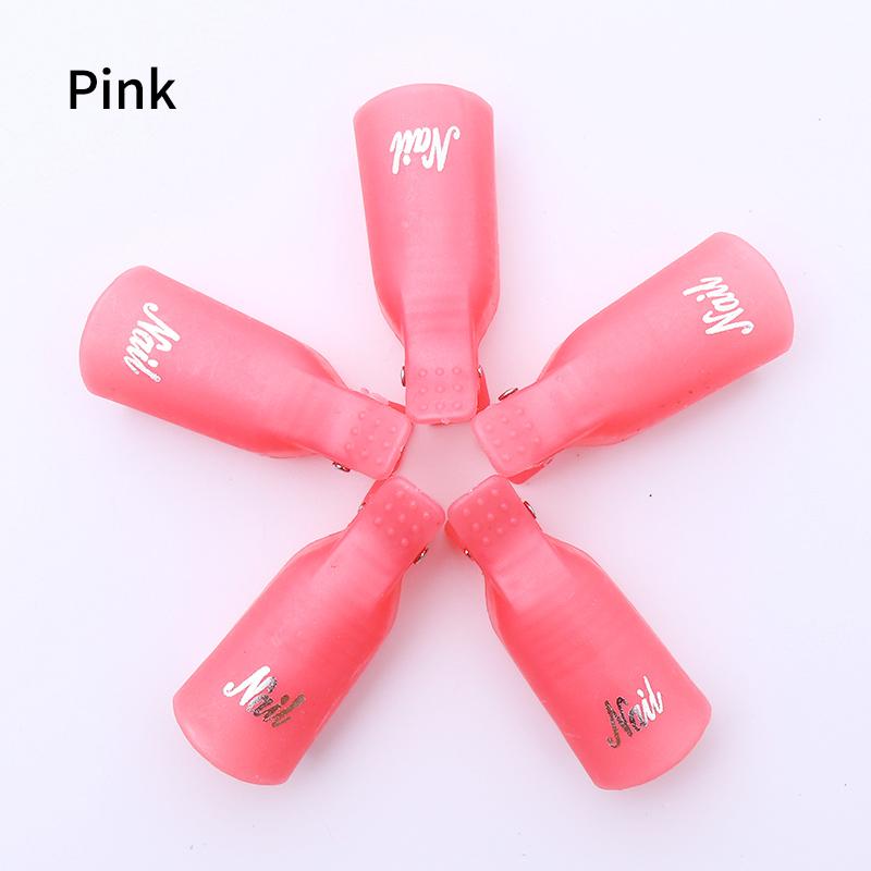 5 Stks/set Verwijderen Gel Nagellak Clips Caps Plastic Nail Art Losweken Cap Nail Cleaner Gel Nail Remover Manicure gereedschap: pink