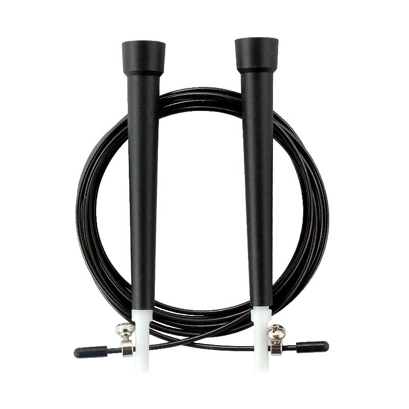 Speed sjippetov crossfit mænd og kvinder kabel stålwire fitness springleje hoppereb bodybuilding gym hoppereb: Sort