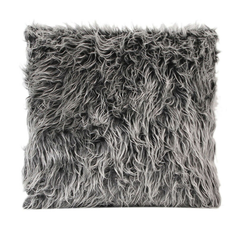 Housse de coussin en peluche solide | Taie d'oreiller en peluche décorative de maison, fourrure de voiture, canapé taille