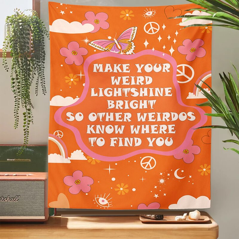 Tapiz de sol Retro para colgar en la pared, tela de pared estética Vintage de 80s y 70s, flores, decoración Hippie, sala de estar, dormitorio, estampado bohemio