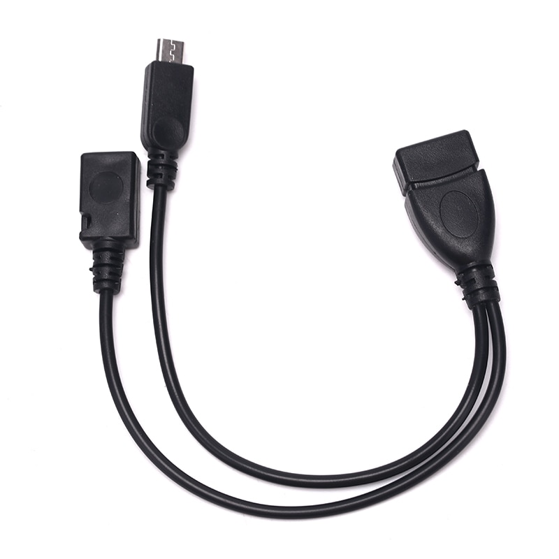 2 In 1 Otg Micro Usb Host Power Y Splitter Usb Adapter Naar Micro 5 Pin Man Vrouw Kabel Zwart kleur