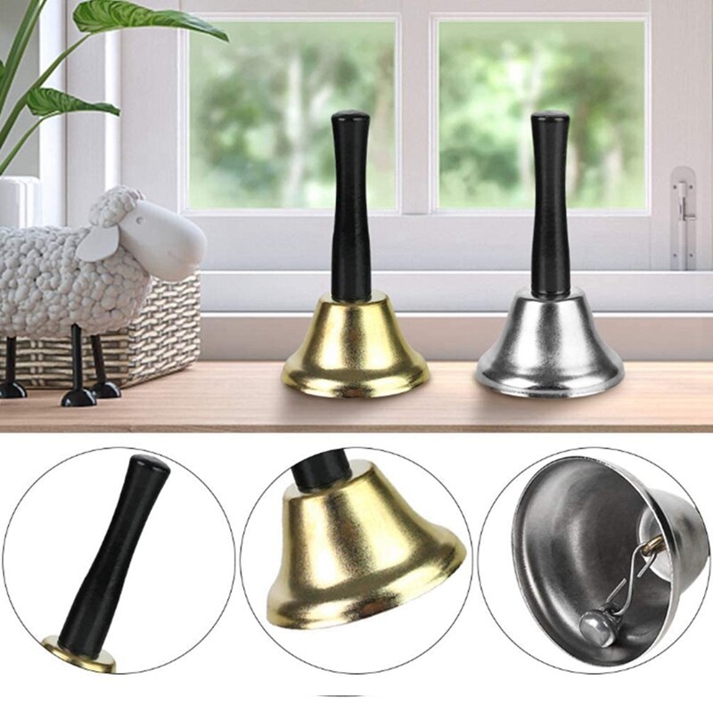 Hand Bells, 2PCS Call Bell Handheld Bell Service Bell Wedding Bell Dinner Bell for Christmas Rattle