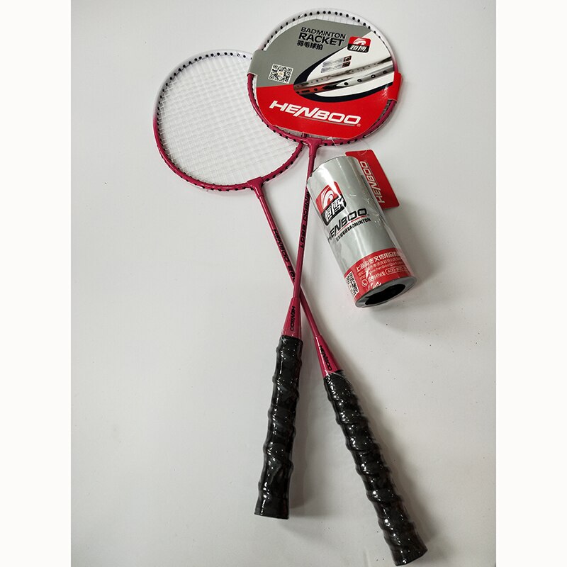 HENBOO Badminton Racket Set Family Double Iron Alloy Badminton Racket Lightest Durable Standard Use Badminton 2301