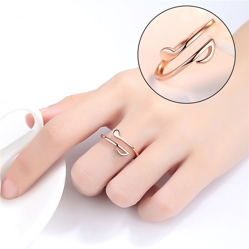Musical Anmerkungen Ring Einfache Stil Frauen Silber Farbe Ringe Schmuck Öffnung Einstellbar Schwanz Ring Damen Party Ringe