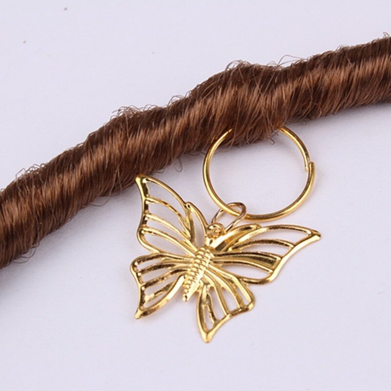 5 uds. De anillos ajustables para el cabello, tubos de mariposa hueca, cuentas de Rastas, trenza de pelo de aleación dorada, Clip para decoración del cabello
