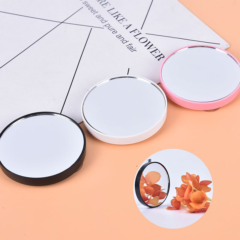 Draagbare Vanity Mini Pocket Ronde Make-Up Spiegels 5X 10X Vergrotende Spiegel Met Twee Zuignappen Compact Cosmetische Spiegel Tool