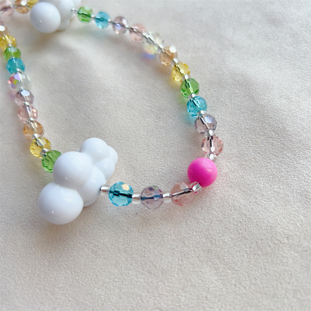 2023 Zomer Telefoon String Witte Wolken Kleurrijke Kristallen Kralen Telefoon Charme Mobiele Telefoon Band Accessories Anti-Verloren Ketting