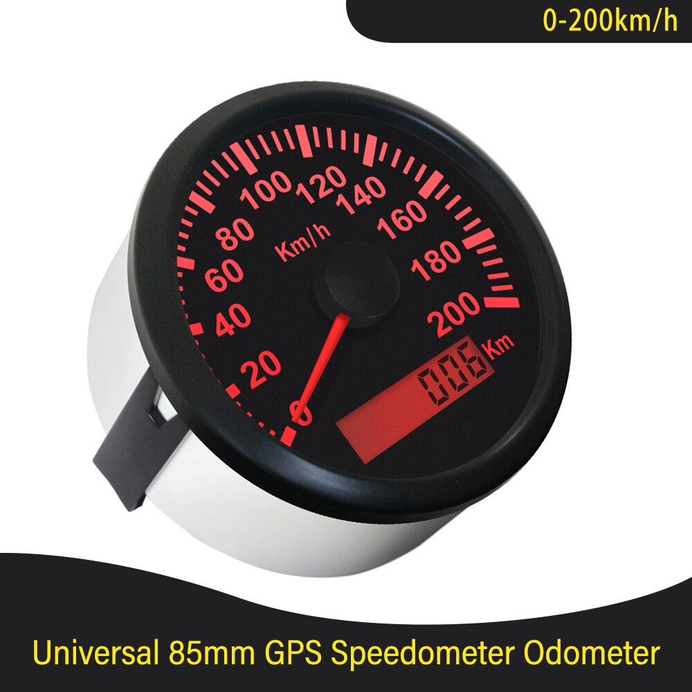 85mm GPS Speedometer 120KM/H 200KM/H IP67 Waterproof Speed Gauge for Car Truck SUV With Backlight 9-32V With Red Backlight