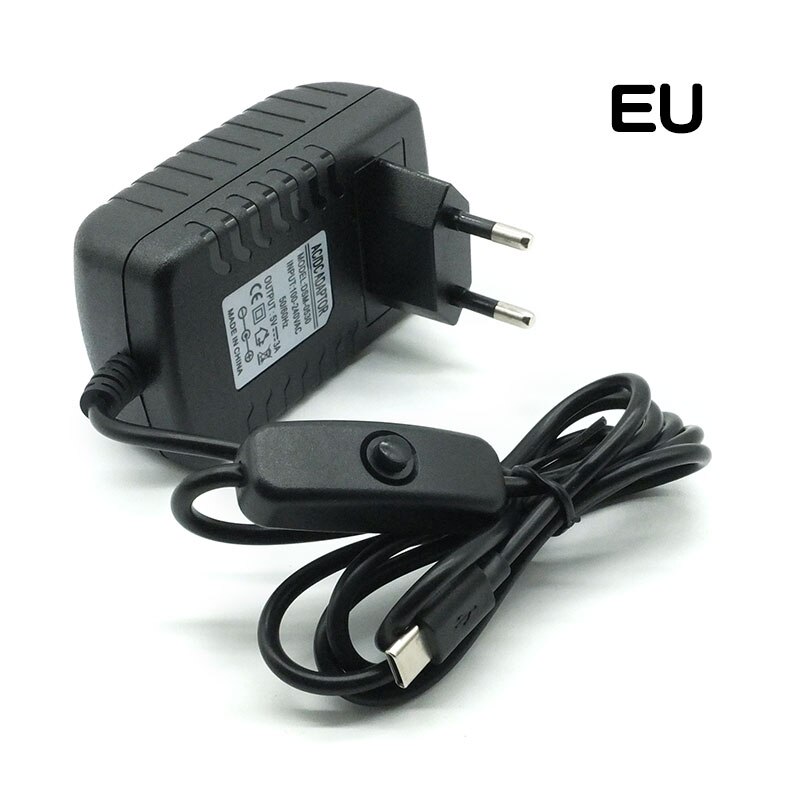 Raspberry Pi 4 Type-C Power Supply 5V 3A Power Adapter With ON/OFF Switch EU US AU UK Charger for Raspberry Pi 4 Model B: EU