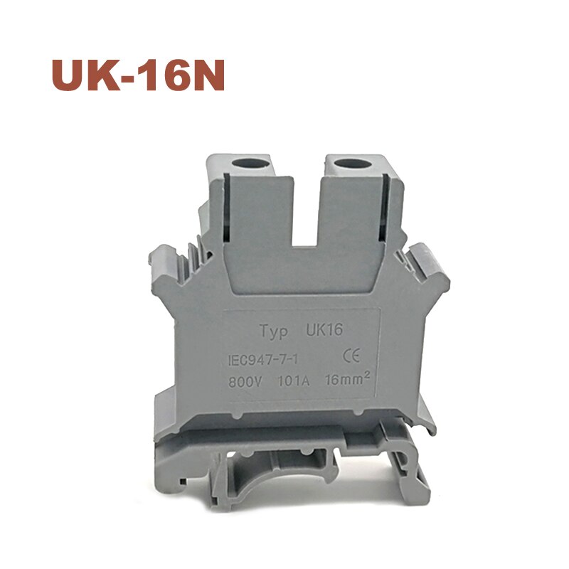 5Pcs UK-16N Din Rail Universal Screw Terminal Blocks Bornier Electrical Wire Terminals Block Connector Brass Morsettiera 16mm²