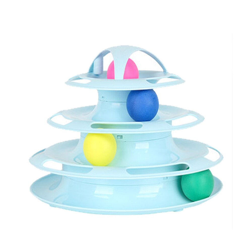Animaux chat jouets interactif piste balle jouet chats amusant chat jeu Intelligence disque chat pour jouet balles pour Traning: Blue 25x16x18cm