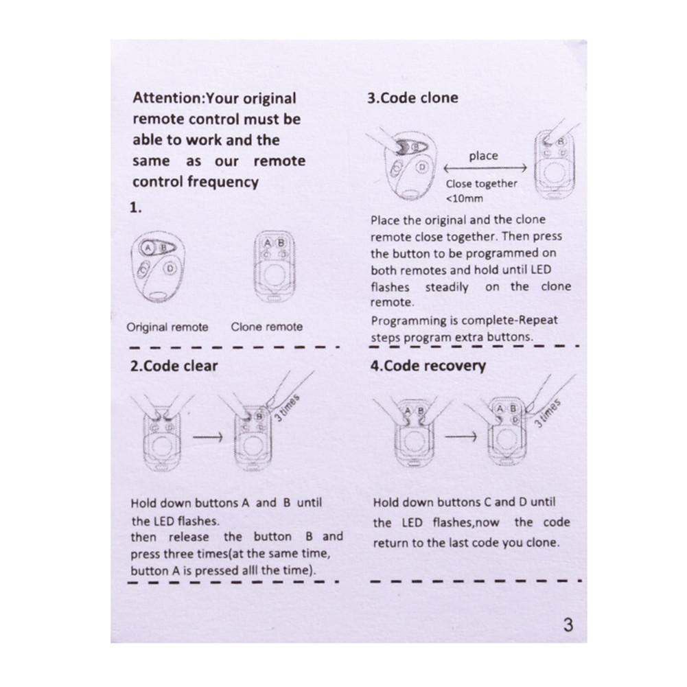 433.92Mhz Draadloze Rf Afstandsbediening Kopie 4 Knoppen Met Sleutelhanger Voor Elektrische Poort Garagedeur Sleutel Schakelaar Controller