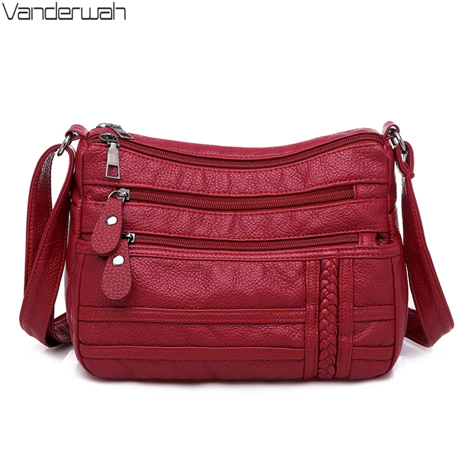 Dames Multi-Pocket Messenger Bag Zacht Pu Lederen Schoudertassen Casual Crossbody Tassen Voor Vrouwen Bolsa feminina