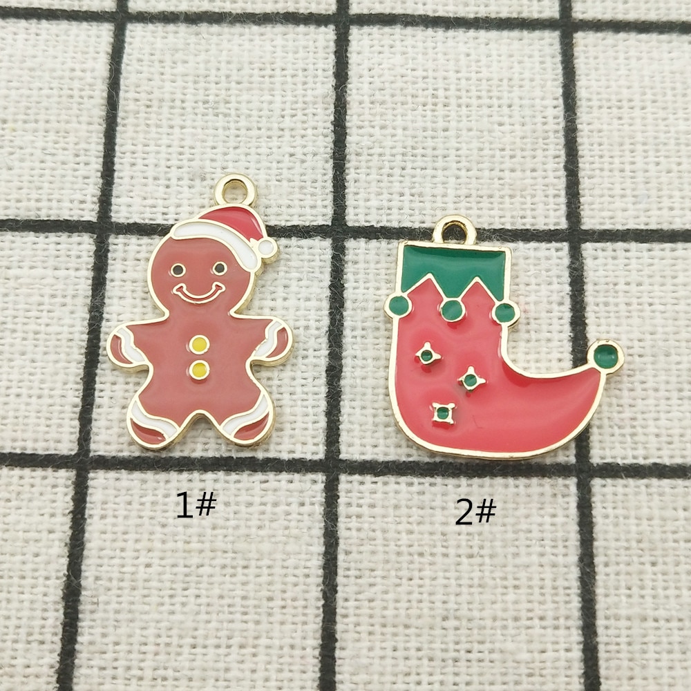 10pcs child and shoe enamel christmas charm jewelry accessories earring pendant bracelet necklace charms zinc alloy diy finding