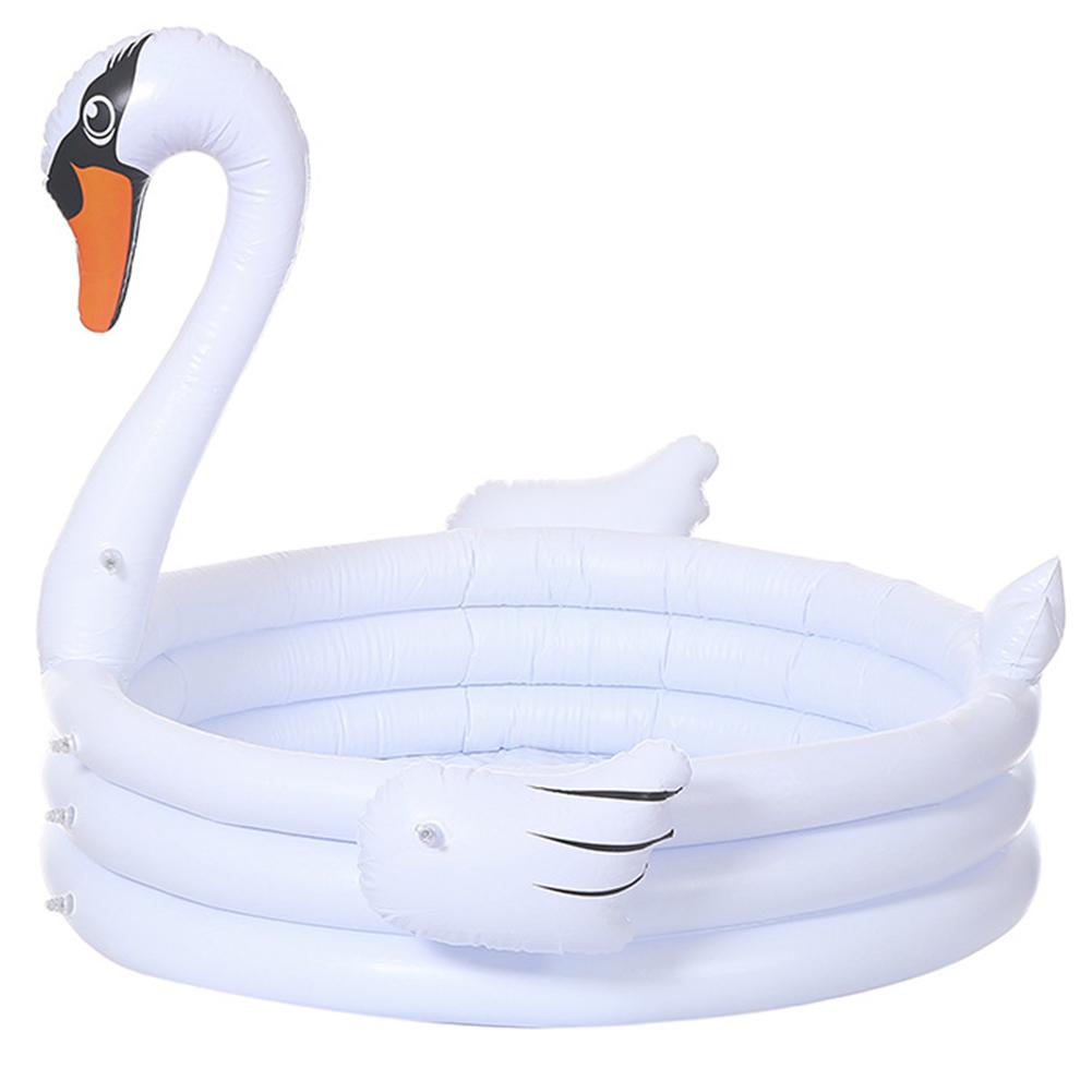 Piscina inflable grande con forma de flamenco para niños piscina familiar de tres capas Circular: White