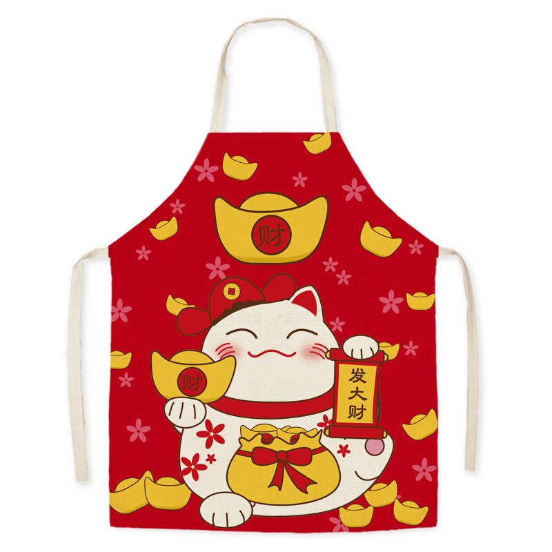 Japanese Karikatur Glücklich Katze Dekoration ärmellos Schürze Baumwolle Leinen- Küche Schürzen Frauen Heimat Kochen Backen Taille Lätzchen Schürze: 38x47cm / Stil 12
