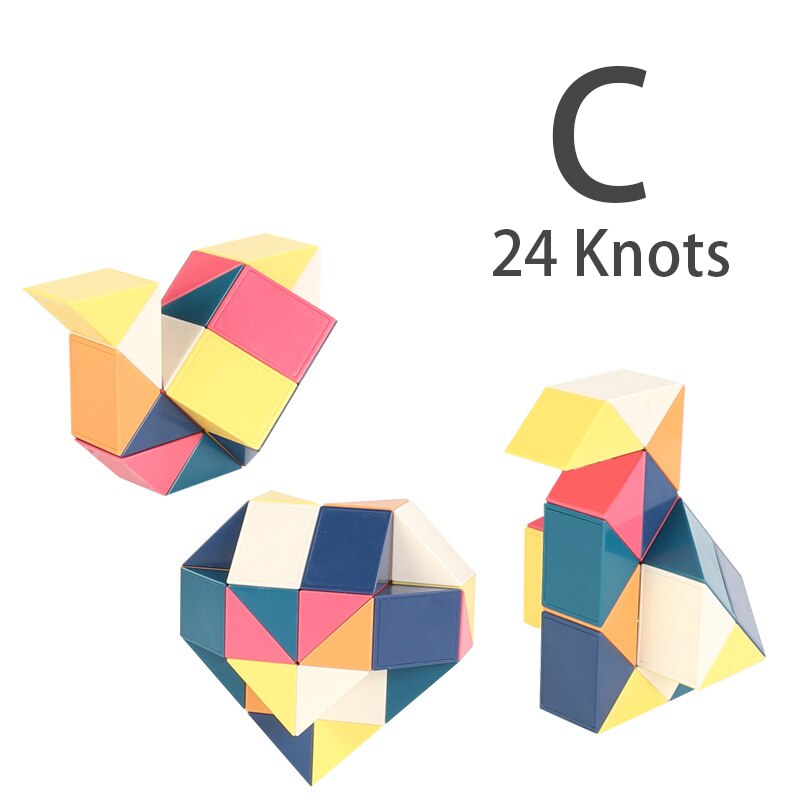 3D Magie Schlange Herrscher Dekompression Spielzeug Antistress-Cube Twist Schlange Wandelbare Pädagogisches Puzzle Spielzeug Für Kinder Autismus Leichtigkeit: C 24 Knots