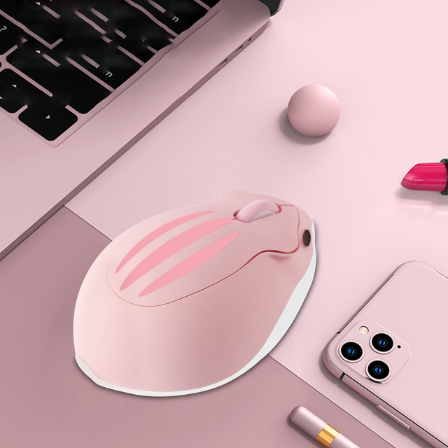 CHYI Mini Mouse Gamer Cartoon USB Wireless Optical Mause Ergonomic 3D Hamster PC Mice with Nut Mouse Pad For laptop: pink