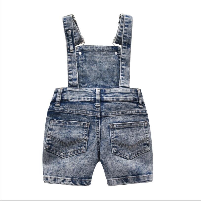 Småbørn børn baby drenge piger denim smækbukser overalls jean outfits ærmeløse denim shorts jumpsuit outfits sommer