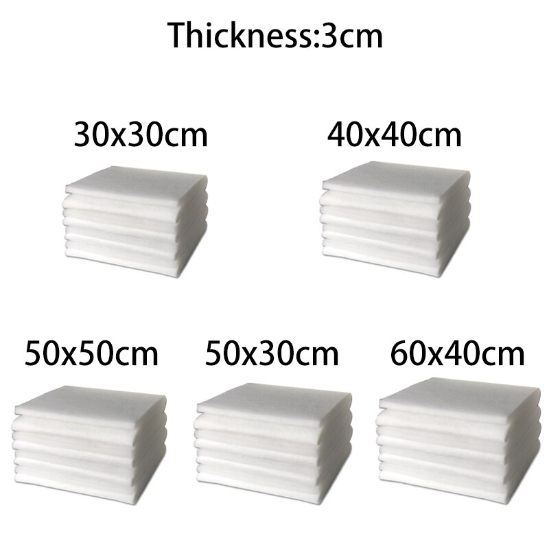 Filtro de espuma para acuario, almohadilla de filtro de fibra para pecera, filtro bioquímico de fibra blanca, esponja de filtración para estanque