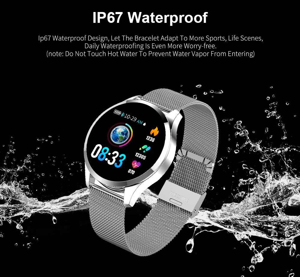 IP67 Waterdicht Smart Horloge Hartslag Bloeddruk Hr Sensor Sport Fitness Tracker Mannen Smart Armband Voor Iphone Android