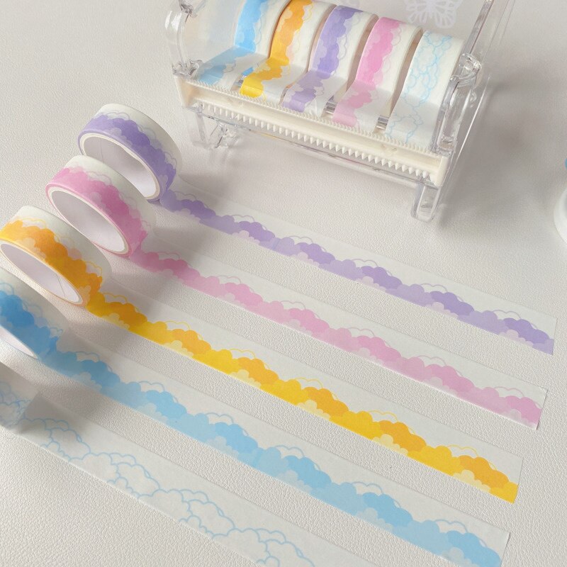 Leuke Gekleurde Wolken Washi Tape Kaart Envelop Afdichting Sticker Kpop Briefpapier Kinderen Diy Masking Decoratieve Tape 3M