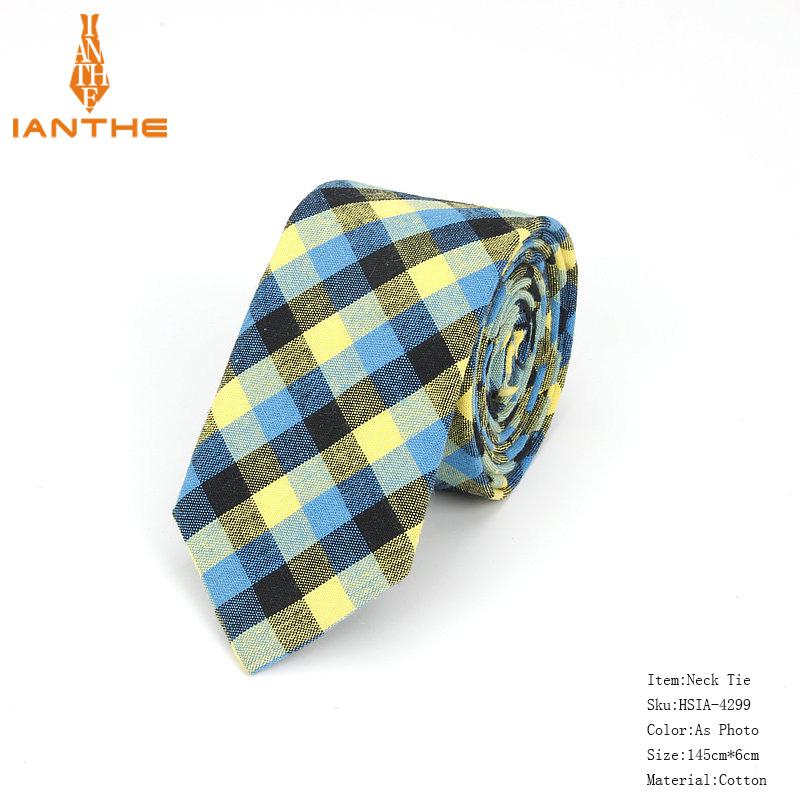 Mode Katoen Streep Stropdassen Voor Mannen Casual Plaid Stropdas Gravatas Corbatas Slanke Pak Vestidos Heren Stropdassen Party Narrow Neck Tie: IA4299