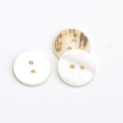 100pcs/lot real Natural shell buttons 12.5mm/15mm/20mm 2-hole flat mother of pearl buttons thick button SHELL006: 15mm