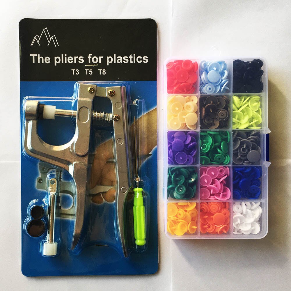 150set/240set Plastic Snaps Snap Buttons For Clothes Fabric DIY Sewing Accessories Baby Children Kids Button Snap Pliers Machine: 150 mix and tool Box