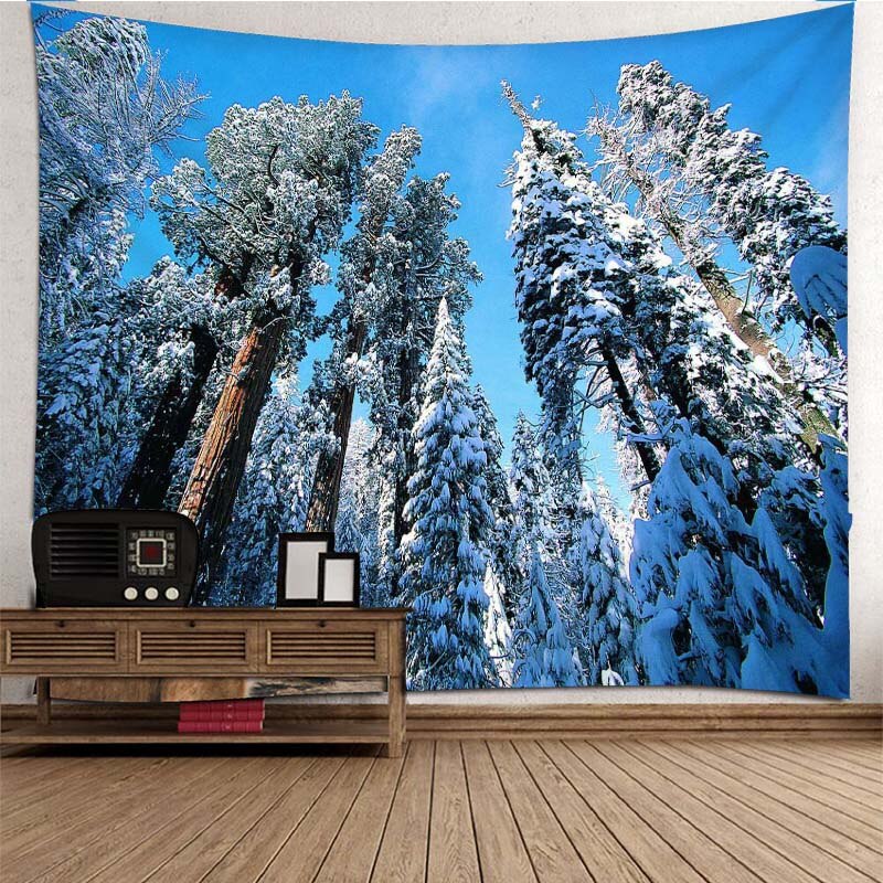Tapiz colgante de pared decoración Cedar nieve de pino impreso Decoración de casa colgando de la vida de tapiz de pared