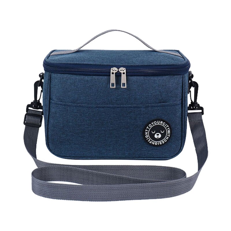 Size Kleine Voedsel Thermische Lunchbox Tas Duurzaam Waterdicht Kantoor Koeler Lunchbox Organisator School Kids Geïsoleerde Case Met Riem: Navy