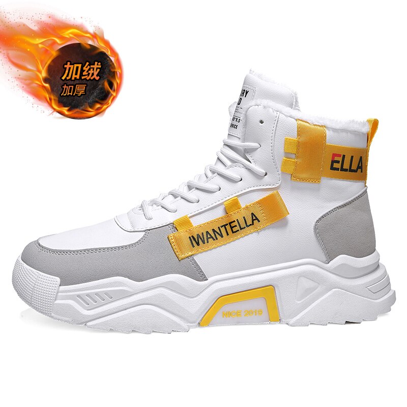 Exklusiva vinterskor män sneakers för män slip on manliga skor vattentäta hålla varma casual skor män: Orange / 10