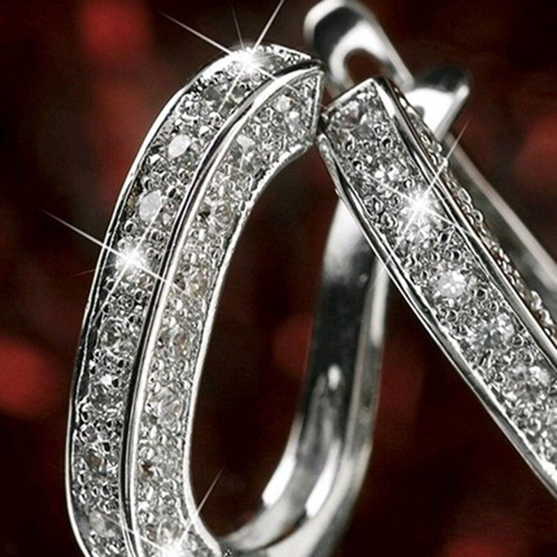 1 paar Luxus Großen Runden Kreis Hoop Ohrringe "U" Form Gold Gefüllt Zirkon Partei Ohrringe Schmuck