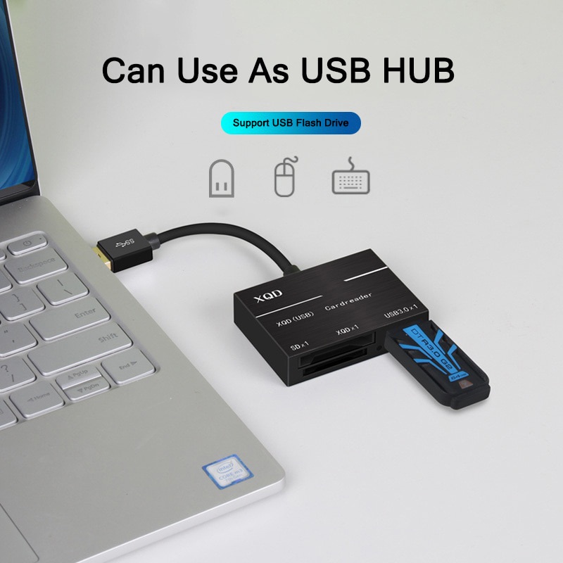 Alt-i-et xqd sd-kortlæser op til 500mb/ s højhastigheds xqd 2.0 usb 3.0 hub kamera kit adapter til sony m/g series nikon  d4/d5/d500
