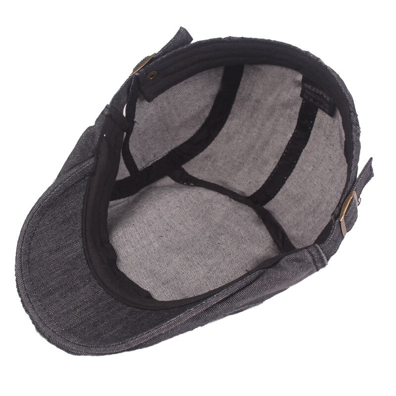 Boina vaquera para hombre y mujer, gorro de tela lavada, gorra plana con visera para conducir,