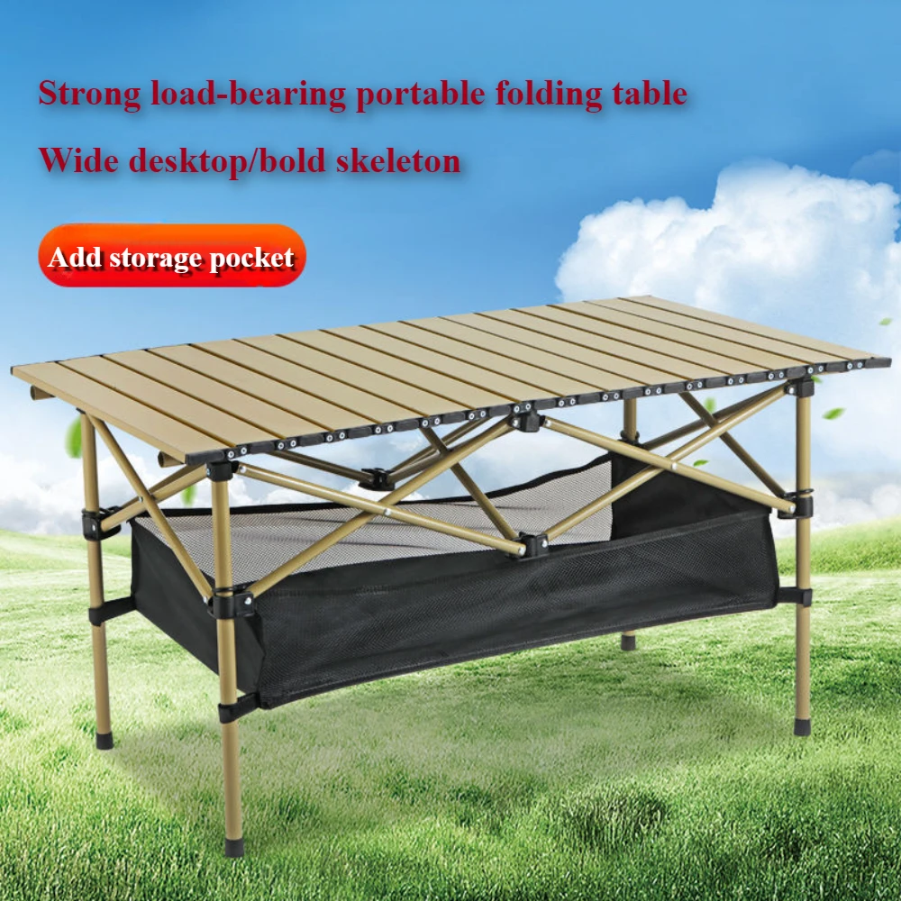 Utomhus fällbord lätt att installera campingbord aluminiumlegering lätta picknickbord bärbara förvaringsbord äggrullar långa skrivbord