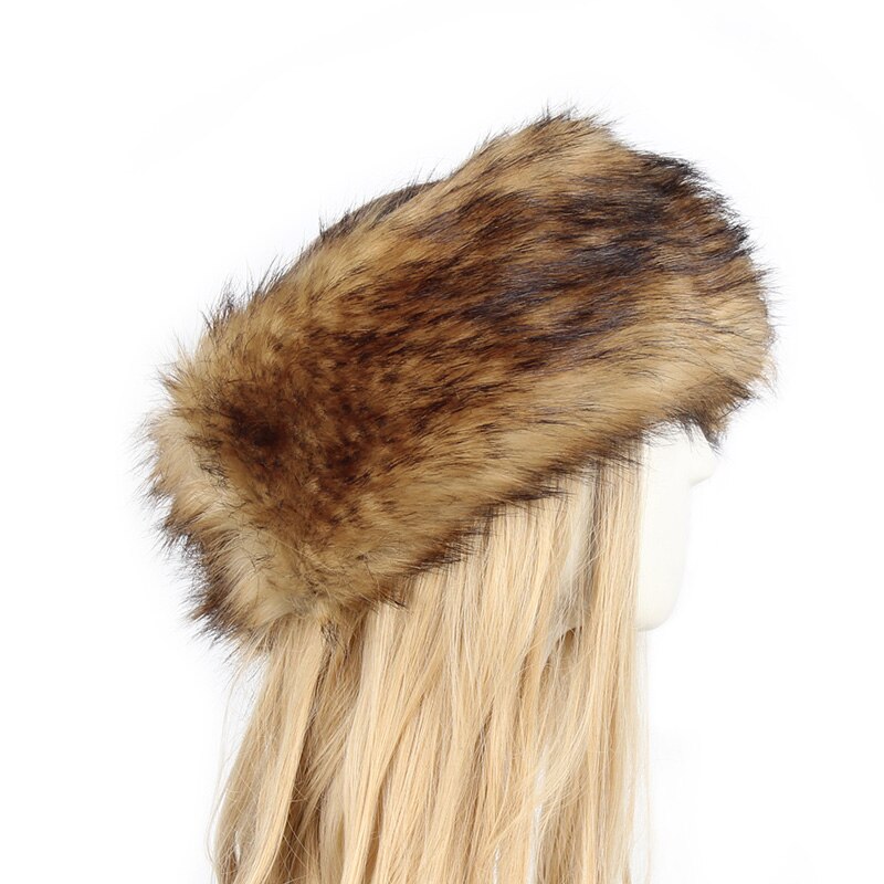 Winter Warme Dikke Harige Haarband Fluffy Russische Faux Fur Vrouwen Meisje Hoofdband Hoed Outdoor Earwarmer Ski Hoeden