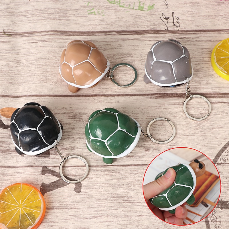 Cute Tortoise Telescopic Head Keychain Cartoon Turtle Key Ring Anti Stress Squeeze Toys Funny Vent Toy Random Color