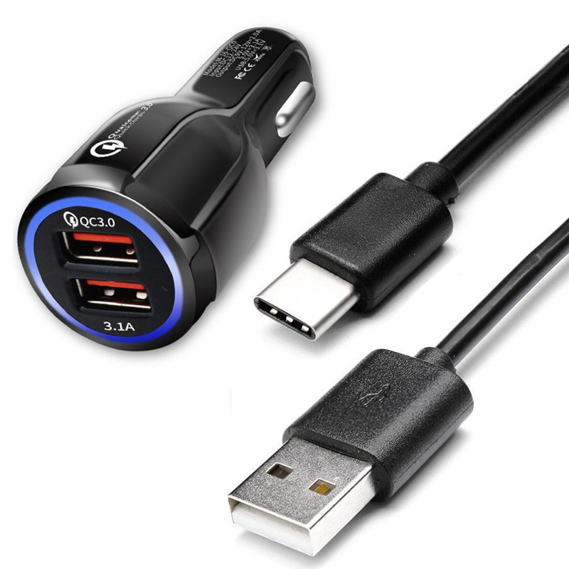 Schnelllade-autoladegerät mit 3.0 usb-anschlüssen für samsung  a82 a52 a32, 5g 50 und 30 pro (usb-c-kabel)