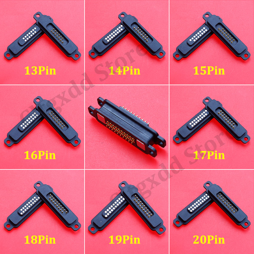 1Pair 13/14/15/16/17/18/19/20Pin Waterproof Magnetic Pogo Pin Connector 2A Male Female Pogopin Spring Loaded DC Power Socket