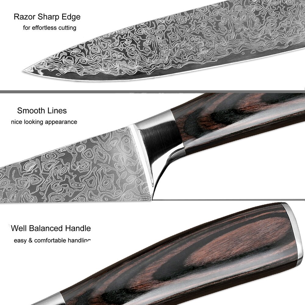 Xituo 4 st kökskniv imitativ damaskus kockknivar klyvning paring dining & bar multi tool home utility