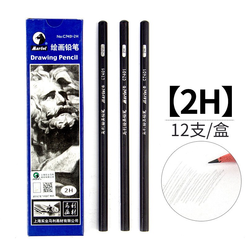 12-Pack Sketch Pencil Set Soft, Medium and Hard Advanced Charcoal Student Learning Stationery Painting Art School Supplies: 7401-2H
