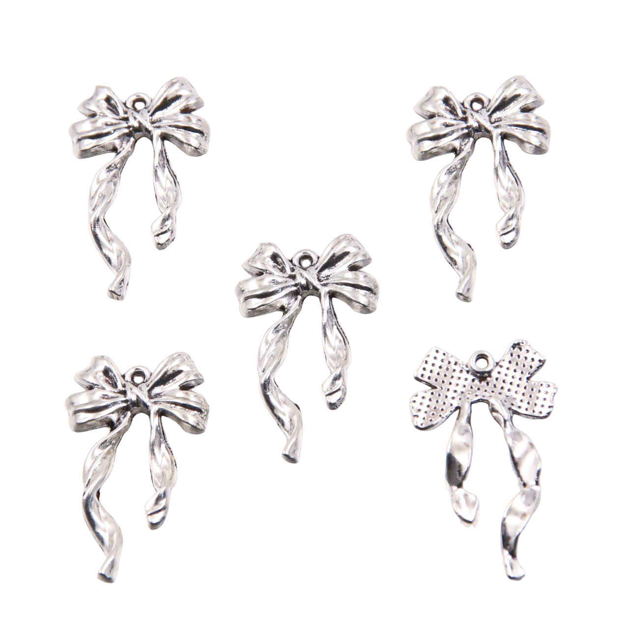 20Pcs 13 Style Metal Alloy Cute Hollow Bow Charms Pendants For Jewelry Making DIY Handmade Craft: Pure Gold Color